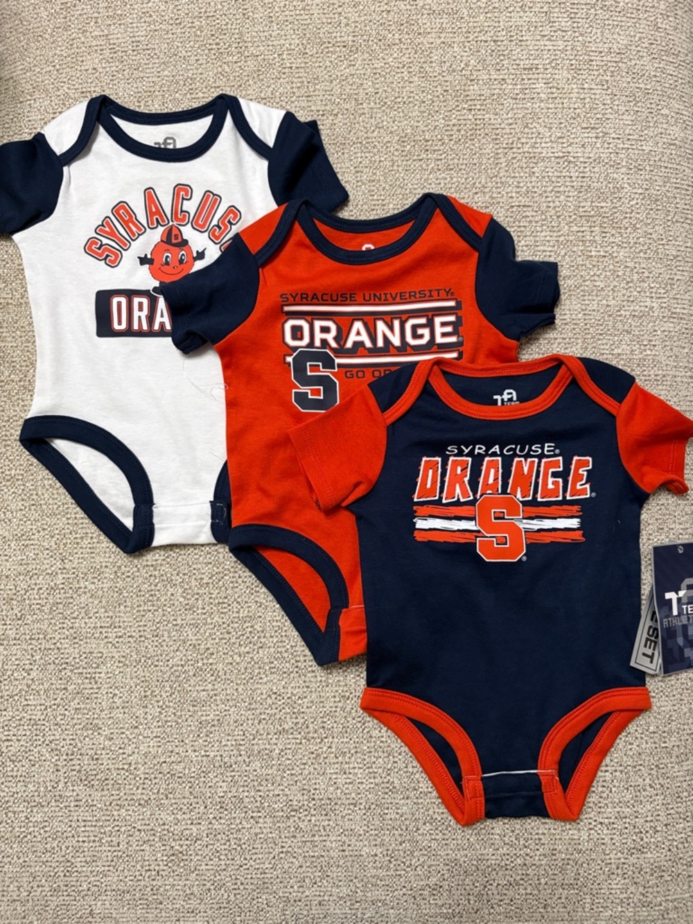 NWT Syracuse Orange Baby One-Piece Bodysuit Set - Navy, Orange, White size 3-6 m